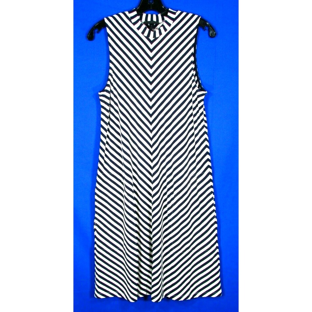 J. CREW Tank T-Shirt Dress NAVY BLUE/WHITE CHEVRON STRIPES Ponte Knit POCKETS XS